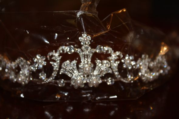 FS: David's Bridal T7552 Crystal and Pearl Tiara :  wedding tiara davids bridal headpiece dress jewelry IMG 2705