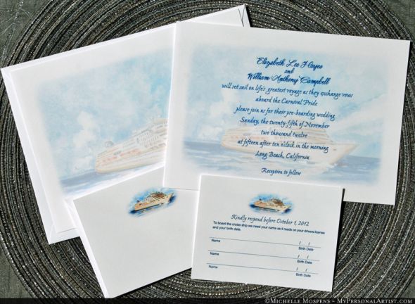 Gorgeous Printable Invitations with Cruise Ship Watercolor Art 75 5 