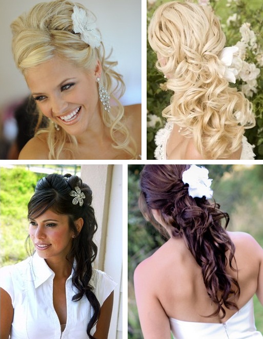 Wedding Party Hair :  wedding hair long short updo flower accessory hair accessories wedding party bride bridesmaid Bridehair