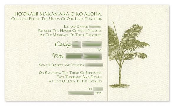 What Invitation & Wording Should I Use? :  wedding invitation wording diy tropical hawaiian palm tree stationary Invitationblur1