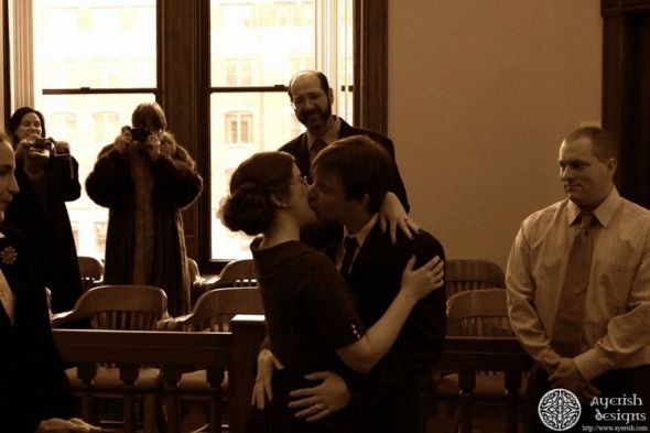 The kiss! :  wedding ceremony 165170 10150137402019782 152068274781 8165286 1642660 N