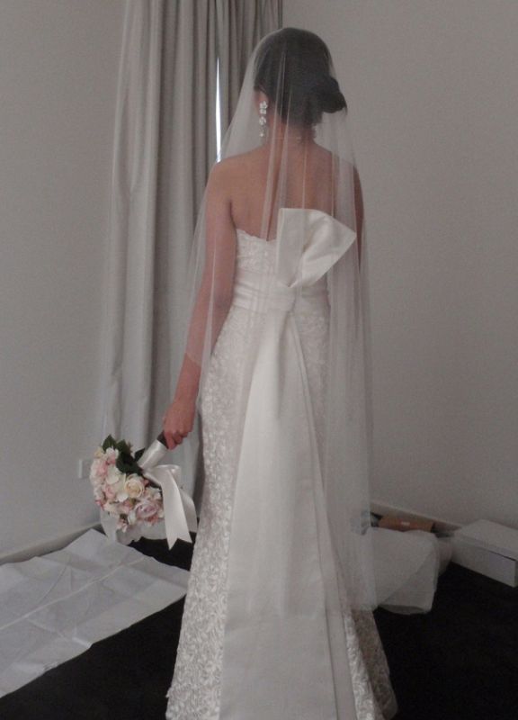 I have a fingertip silk tulle veil and a chapel length bridal tulle veil