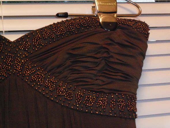 BCBG Strapless Dress Size 0! :  wedding dress bcbg brown sweetheart strapless 102 0116