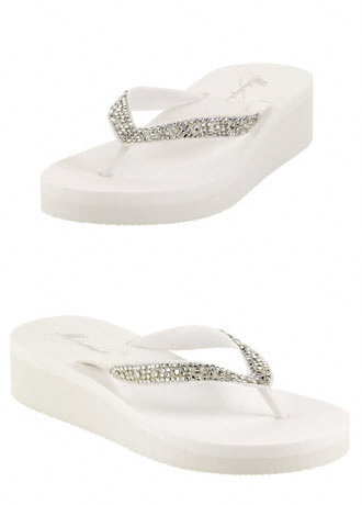 Michaelangelo Wedding Flip Flops in Ivory Size 7 8 Retail Price 2500