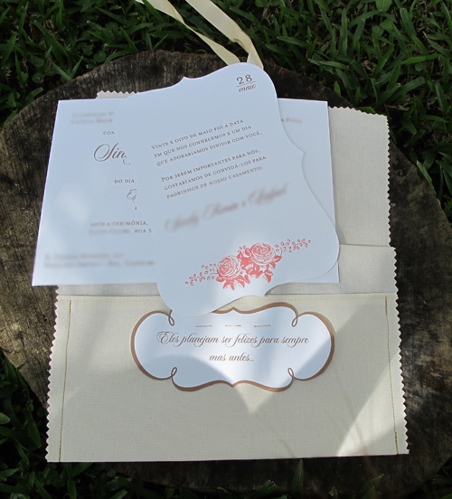 Fabric Invitation :  wedding gold diy invitations ribbon Special02