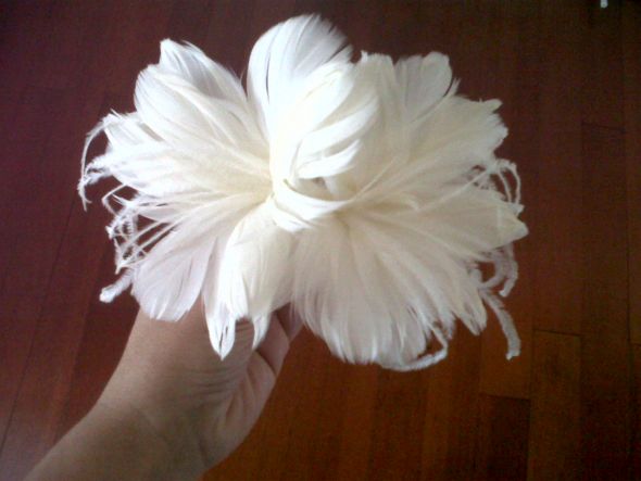 Ivory Feather Hair Clip - $22 shipping incl. :  wedding hair clip fascinator feather ivory IMG 20111020 00058