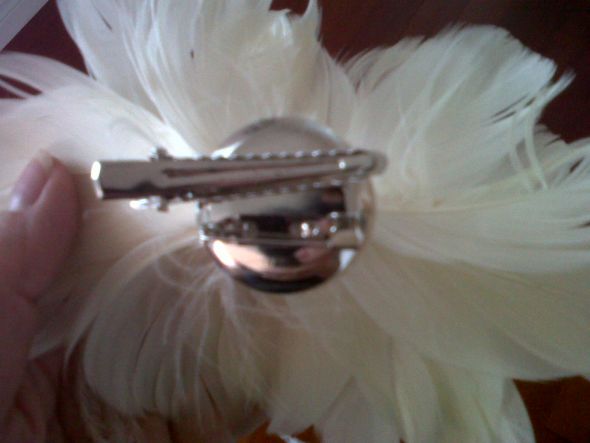 Ivory Feather Hair Clip - $22 shipping incl. :  wedding hair clip fascinator feather ivory IMG 20111020 00059