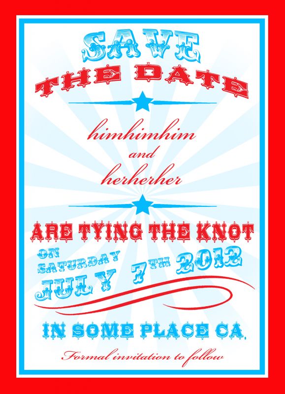 Save the Date Card Red White and Blue wedding red w hite and