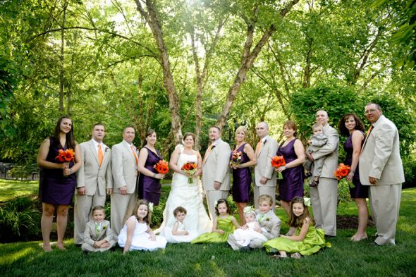 Get Inspired! :  wedding plum lime green orange outdoor wedding bird theme Wedding Party Edit
