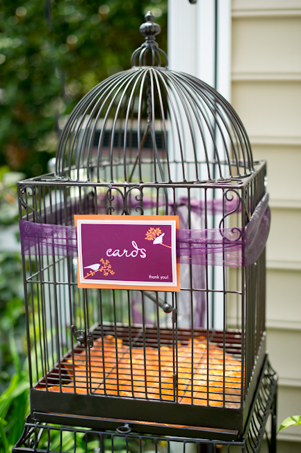 Bird Cage Card Holder wedding bird cage plum orange lime green card holder