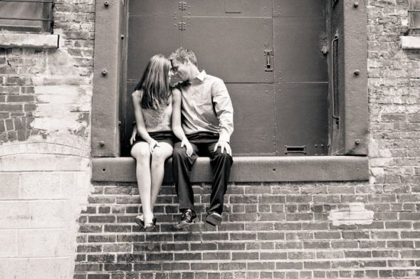 Milwaukee Engagement Photos :  wedding 3 Brick Wall