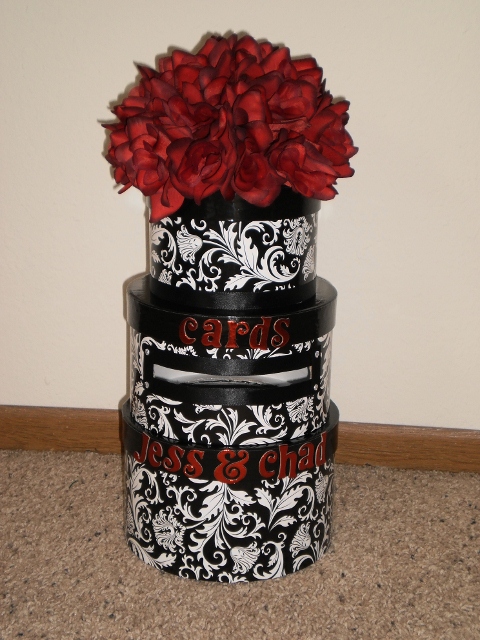 Damask DIY Cardbox wedding cardbox black red white inspiration diy 