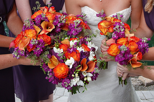 purple and orange wedding invitations