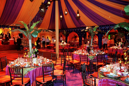 orange and purple wedding decorations