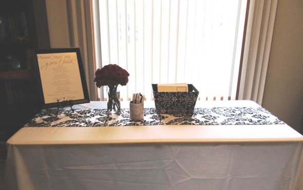 Guestbook Table Mock Up wedding guestbook damask diy black red white 