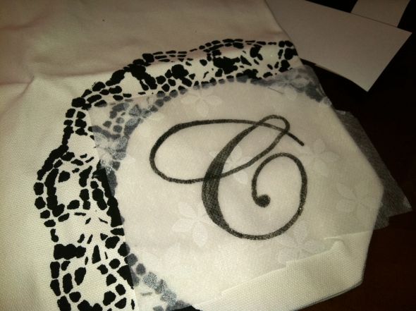 Bridesmaids Doily Canvas  Bags :  wedding bridesmaid gifts black white bridesmaids IMG 0174