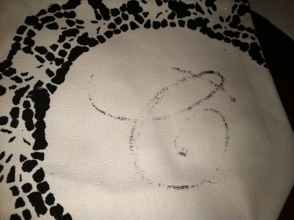Bridesmaids Doily Canvas  Bags :  wedding bridesmaid gifts black white bridesmaids IMG 0175