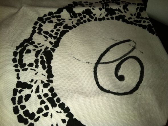 Bridesmaids Doily Canvas  Bags :  wedding bridesmaid gifts black white bridesmaids IMG 0176