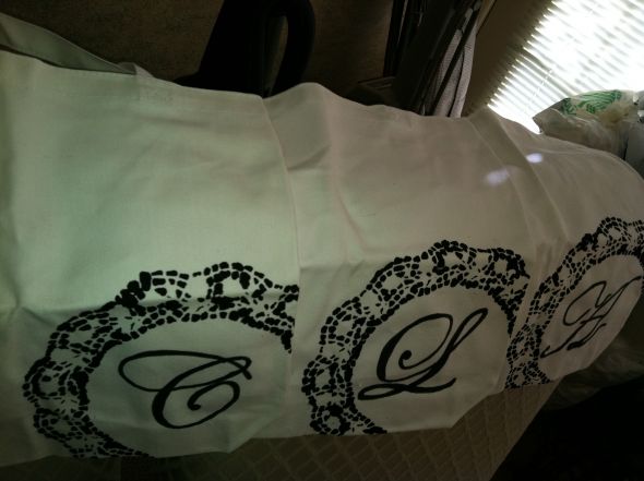 Bridesmaids Doily Canvas  Bags :  wedding bridesmaid gifts black white bridesmaids IMG 0180