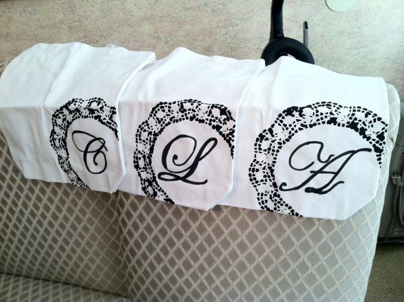 Bridesmaids Doily Canvas  Bags :  wedding bridesmaid gifts black white bridesmaids IMG 0182