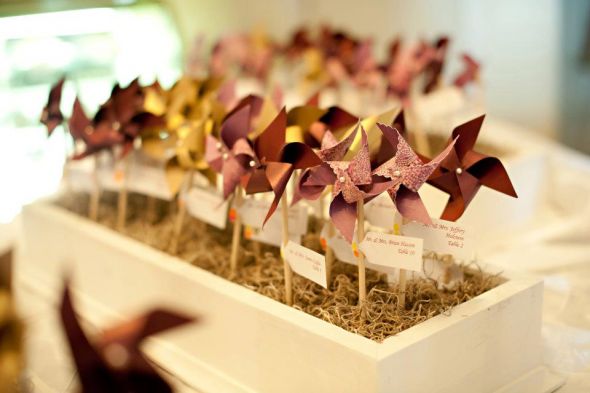 Pinwheel Escort Cards :  wedding escort cards gold purple ivory inspiration diy reception Wed Pro 4