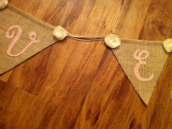 DIY Cake Table Bunting! :  wedding brown pink ivory diy Bunting2