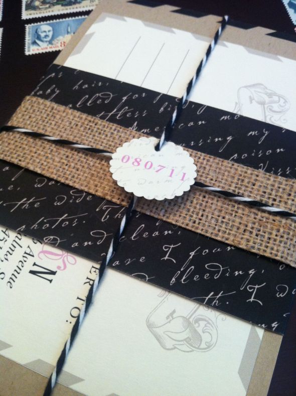 My Vintage Airmail Invites : wedding brown pink ivory diy invitations Close Up Invite