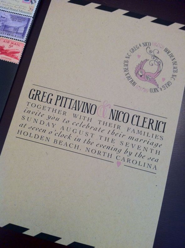 My Vintage Airmail Invites : wedding brown pink ivory diy invitations Main Invite