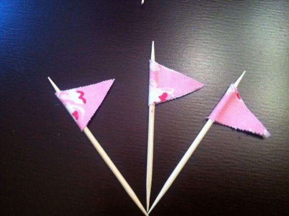 ITTY BITTY FLAG PICKS :  wedding pink ivory Party Pick 2