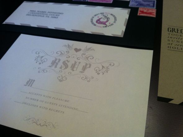My Vintage Airmail Invites : wedding brown pink ivory diy invitations Rsvp Back