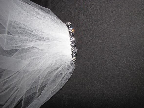 White veil with black ribbon and Black and white wedding veil wedding veil