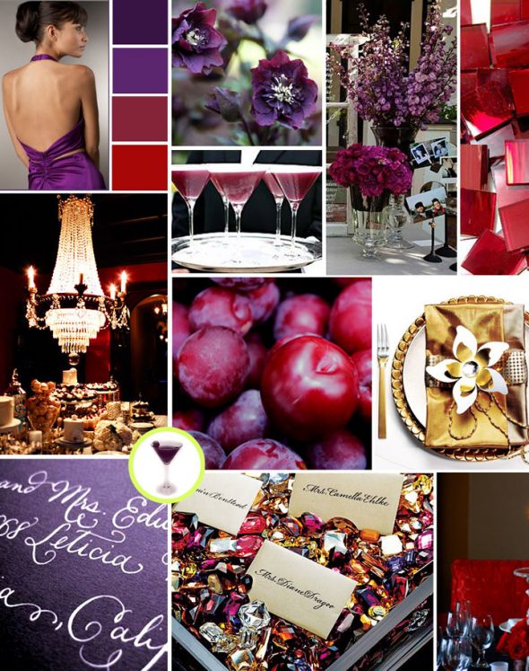 red and purple wedding table centerpieces