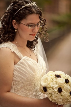bride wearing glasses