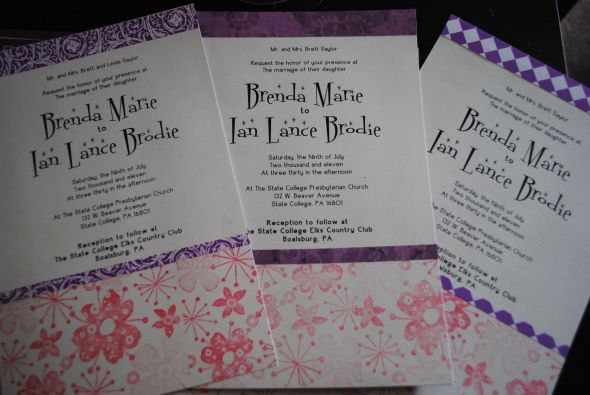 Retro DIY Invitations wedding diy invitations retro funky purple red Funky