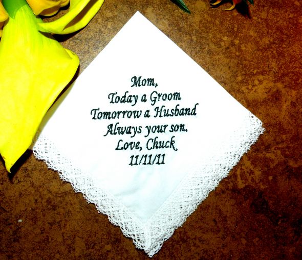 Personalized wedding handkerchiefs for everyone in the bridal party 