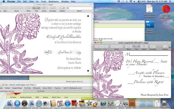 my invite is complete!!! what do you think? :  wedding 204245 10100129674677930 22923201 49160725 5324274 O