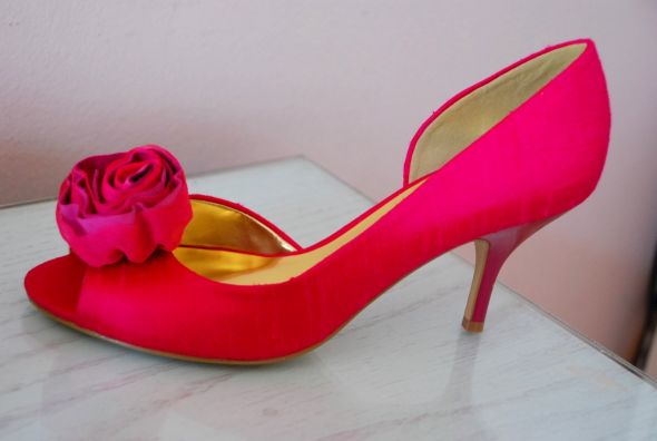 wedding shoe with a plastic heel wedding pink shoe rosette plastic