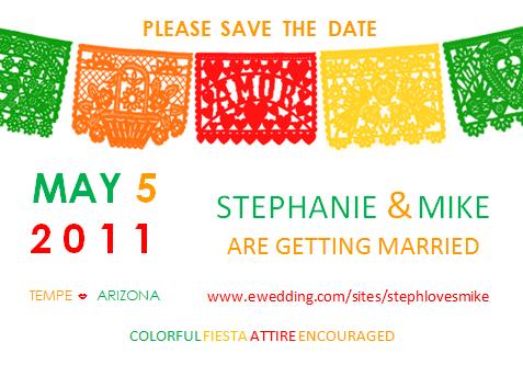 Mexican Theme Save the Date wedding green orange red yellow inspiration