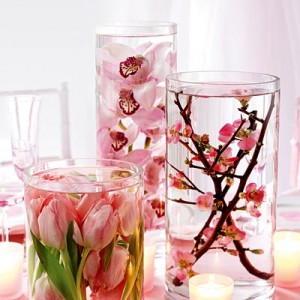 Centerpiece Trial Run! :  wedding centerpieces underwater flowers vases reception pink Insp