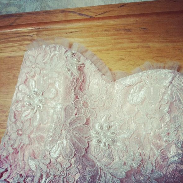 Update #2: Sewing my own pink wedding dress continues! :  wedding dress diy sewing peach pink silk tulle pearls Danelledress3