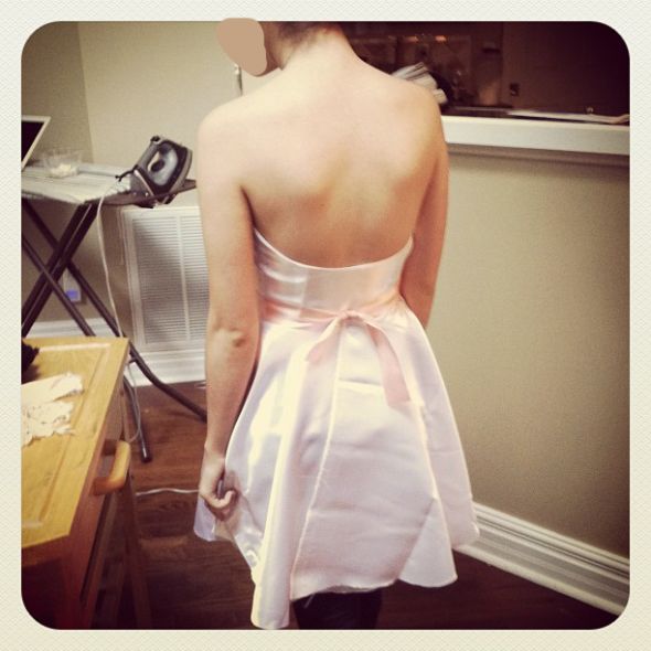 Update #2: Sewing my own pink wedding dress continues! :  wedding dress diy sewing peach pink silk tulle pearls Dress 3