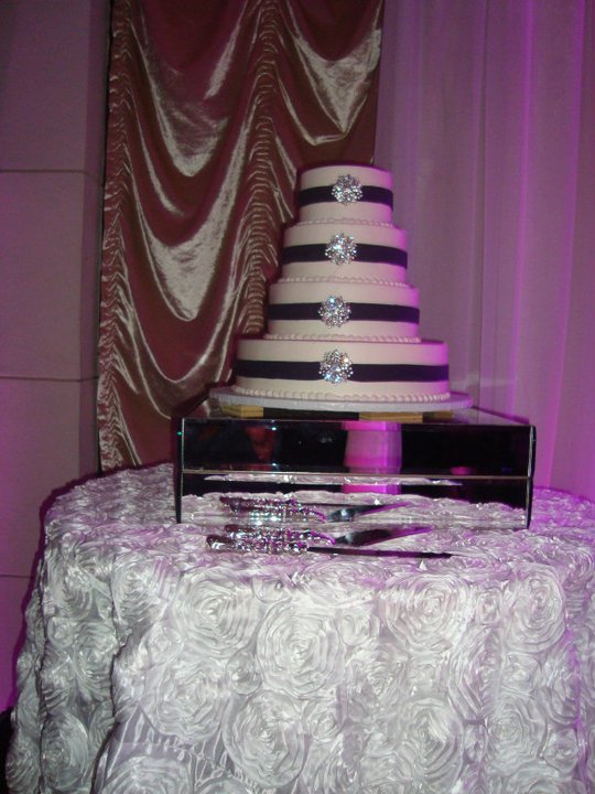 Wedding Cake wedding cake with brooch purple white cake Cake