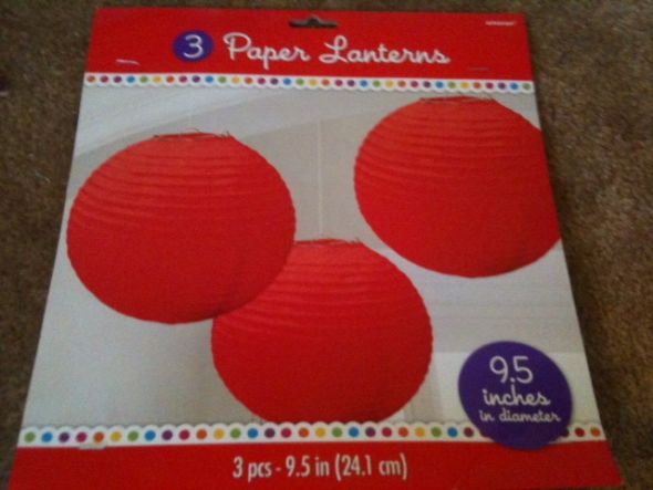 3 red paper lanterns 50's Housewife Retro Bridal Shower decorations 