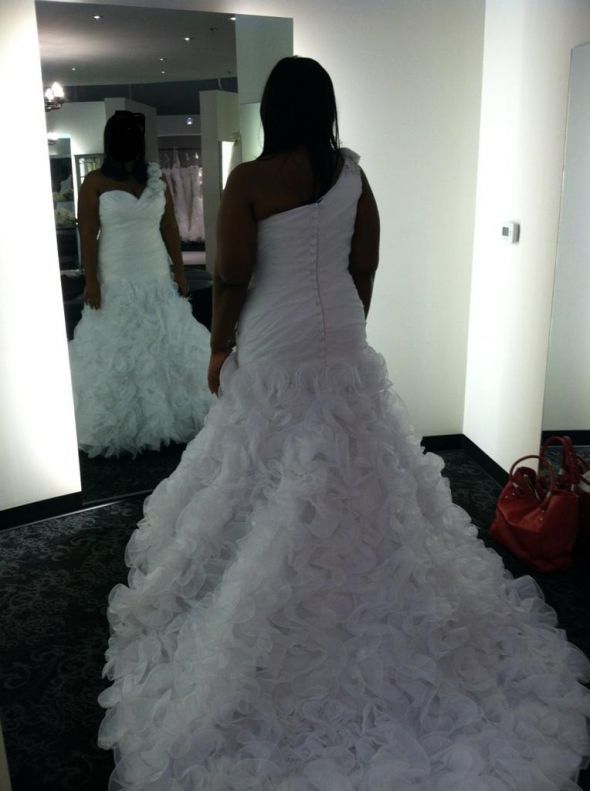 After much deliberation, I said yes to the dress! :  wedding dress Option1back Hmm, which dress?? Need your help bees! :  wedding Option1back 
