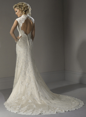 lace dresses with the keyhole backs, which brand has the best one? : wedding lace dress keyhole back Maggie Sottero Bernadette Back