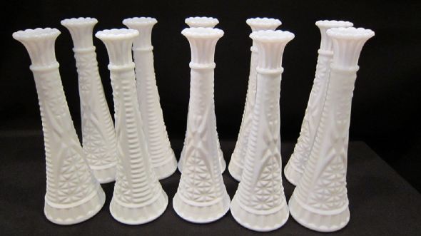 10 Vintage White Milk Glass Tall Bud Vases : wedding milk glass bud vases white IMG 0882
