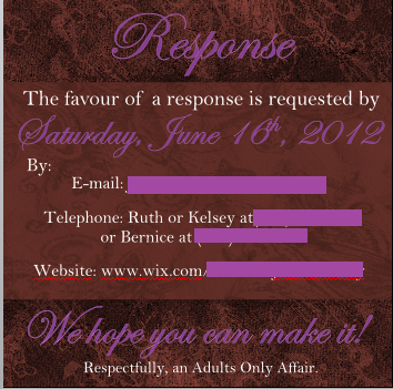  do me a favour and have a look at my invite and response card wording