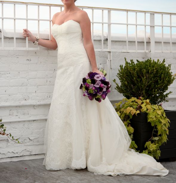 Pronovias La Sposa Lena for sale - street size 6/label size 8 - $900 :  wedding pronovias la sposa lena lace white ivory dress KateKenny 0564 2