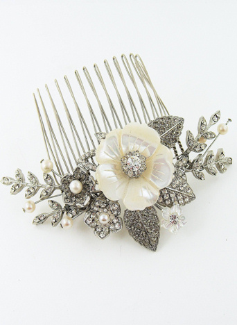 Which hairpiece will bring the whole look together? Pic Heavy! :  wedding hair comb flowers rhianna royale T430 Regina B. Graceful Floral Arrangement 