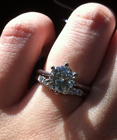 Spinoff: Post pics of your two rings together (wedding ring + engagement ring) :  wedding ring wedding engagement pic photo two finger together worn wear ring porn E9goj 09